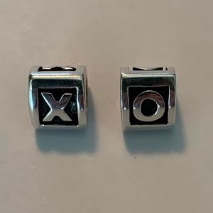 Silver Pandora X and O letter beads